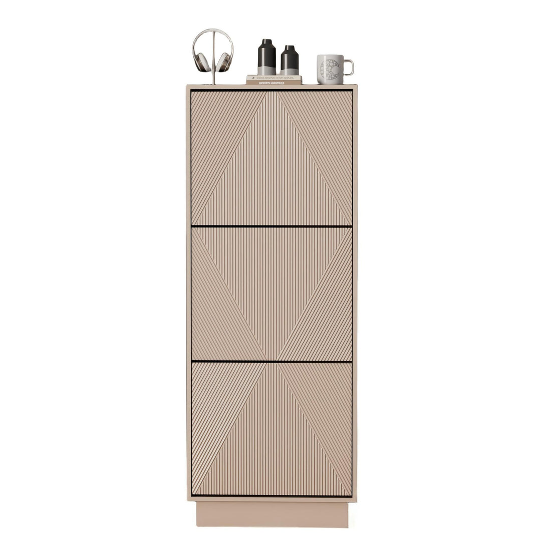 UEV Schuhschrank mit 3 Klappen, Schuhkipper Schuhkommode Schuhregal schmal für Flur mit Kippschutz/D