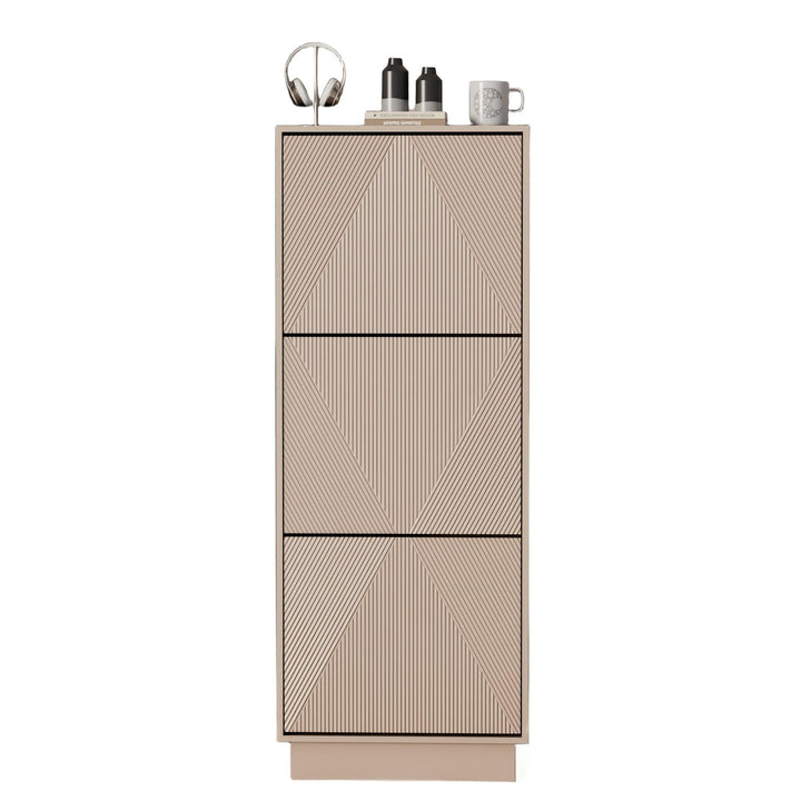 UEV Schuhschrank mit 3 Klappen, Schuhkipper Schuhkommode Schuhregal schmal für Flur mit Kippschutz/D