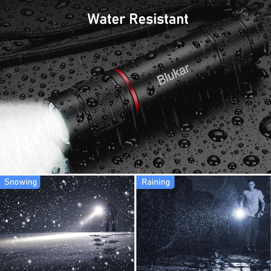 Blukar LED Taschenlampe Aufladbar, Superhelle Zoombar Mini Torch mit 4 Lichtmodi & Langer Betriebsda