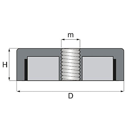 Neodym Flachgreifer (magnets4you) - Ø 60,0 x 15,0 mm, Innengewinde M8, 95 kg, Topfmagnet verzinkter