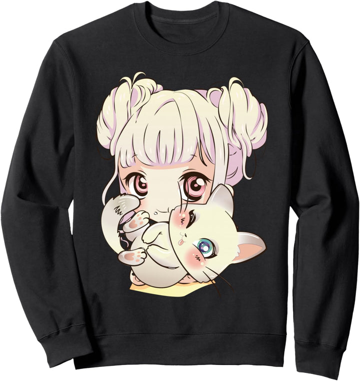 Süsses Anime und Katzen für Teen Manga kawaii Grafik Otaku Sweatshirt