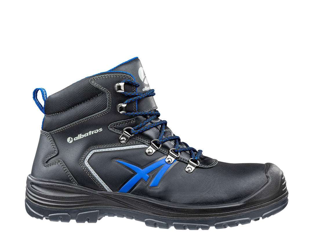 ALBATROS Unit BAU MID Sicherheitsschuh Gr. 44 44 EU Schwarz Blau, 44 EU Schwarz Blau