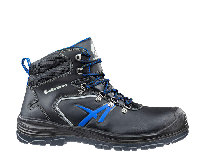 ALBATROS Unit BAU MID Sicherheitsschuh Gr. 44 44 EU Schwarz Blau, 44 EU Schwarz Blau