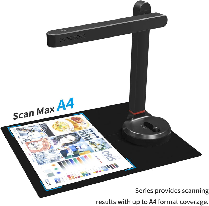 NETUM High-Speed-Dokumentenkamera, Dokumentenscanner mit OCR-Funktion A4 Kamerascanner 13 Mega-Pixel