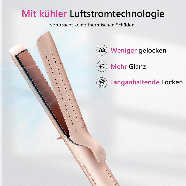 Glätteisen Locken und Glätten, 2-in-1 Haarglätter und Lockenstab mit Lüftungsschlitz, Haarglätter mi