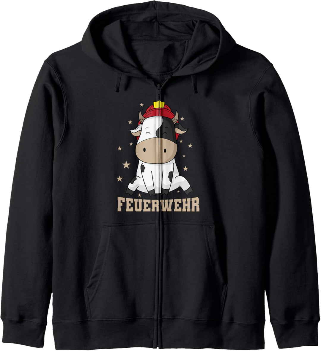 Feuerwehr Kuh mit Feuerwehr Helm Kapuzenjacke