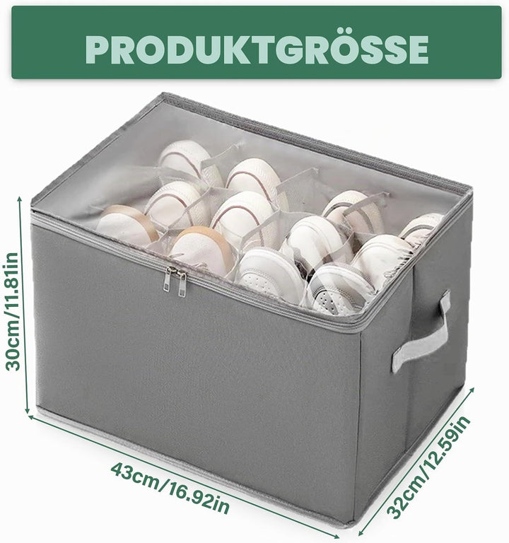 2 Stück Schuhorganizer mit PVC Deckel, Aufbewahrung Schuhe mit Anpassbare Trennwände, 24 Paar Schuhe