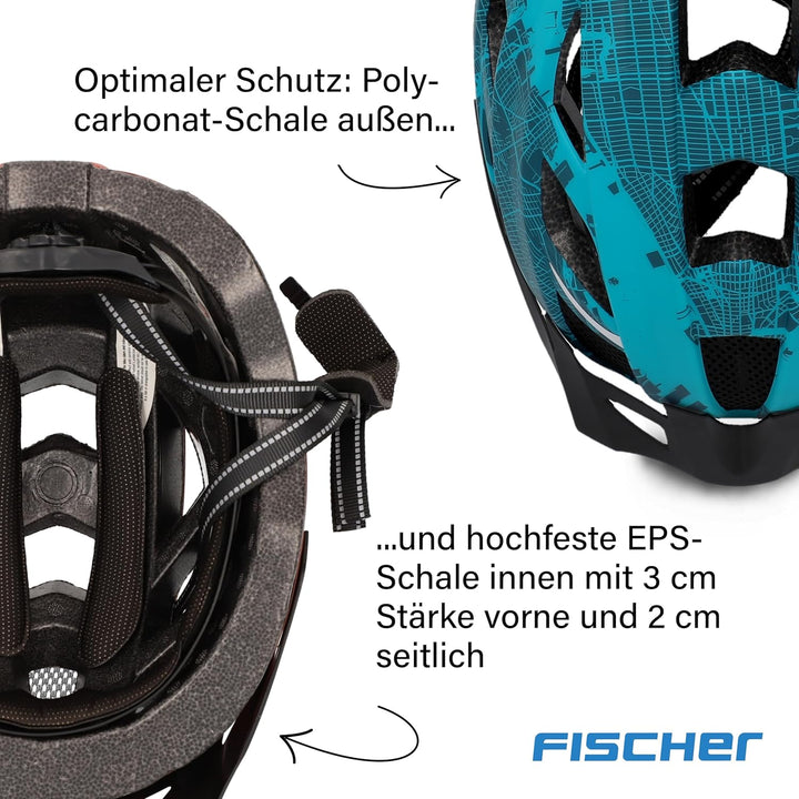 FISCHER Fahrradhelm, Radhelm, Cityhelm Urban Plus, mit integriertem LED-Rücklicht für Damen und Herr
