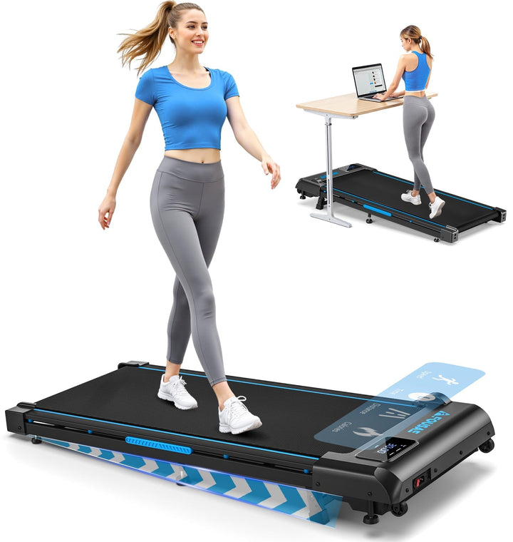 FOUSAE Walking Pad, 1-10 km/h Laufband für Zuhause mit 9% Steigung, 2.5HP Walking Machine mit LED-An