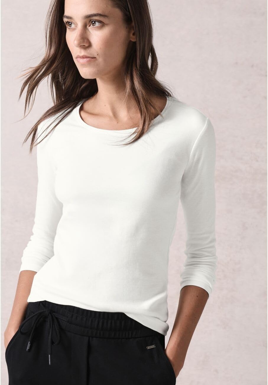 Damen Shirt mit Rundhals M Vanilla White, M Vanilla White