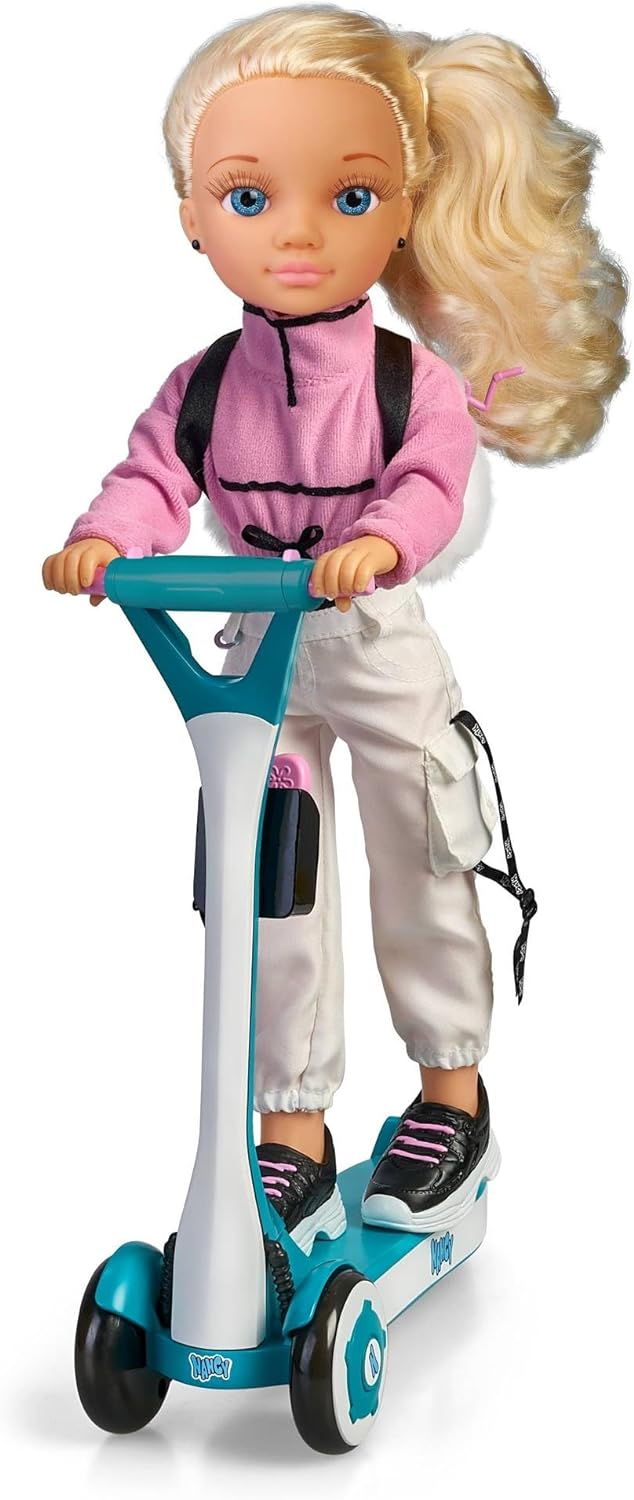 NANCY - Ein Tag Roller, Puppe mit Rollern, hat Lichter auf Räder, sehr kühle Kleidung und Accessoire
