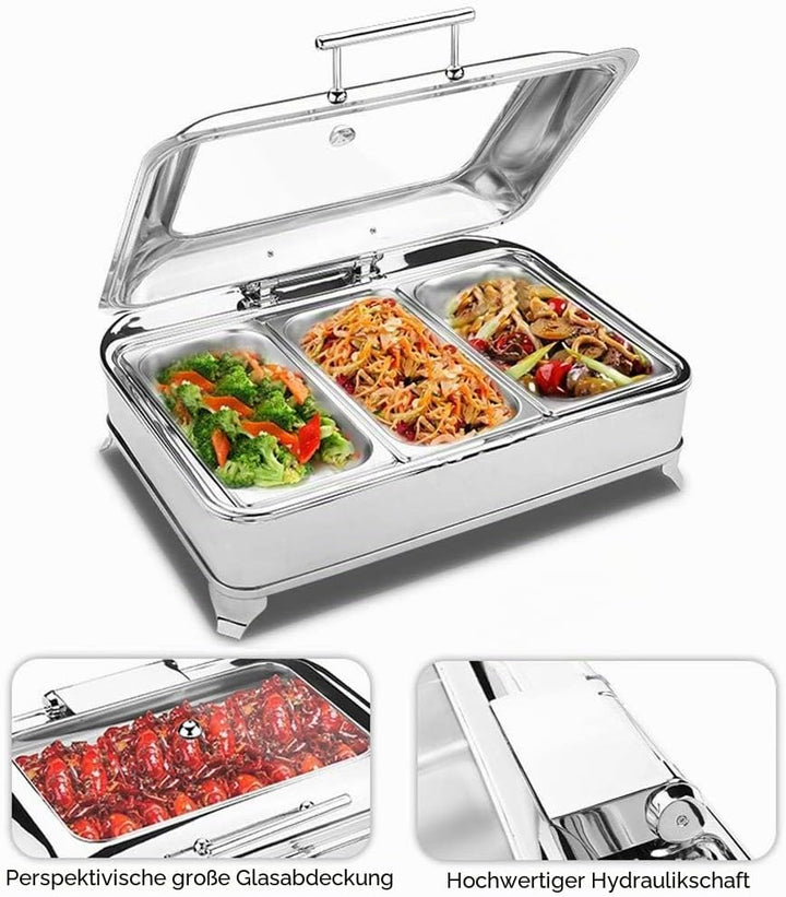 Chafing Dish, Warmhaltebehälter Essen, Buffetwärmer Speisenwärmer Elektrisch, Wärmebehälter für Esse