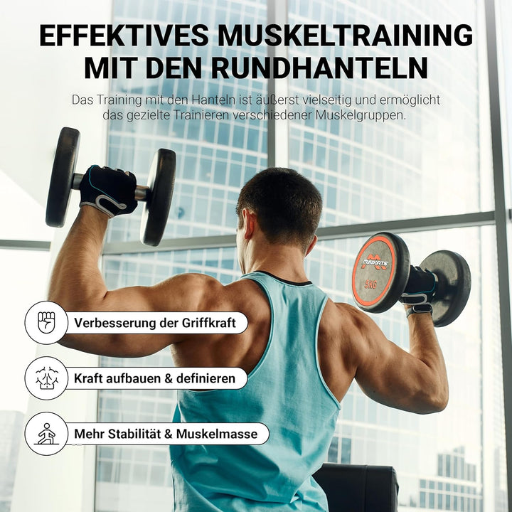 Rundhantel Premium 2er Set | Gummi Kurzhantel Beschichtung 2,5-50 kg | Griff verchromt und gerändelt
