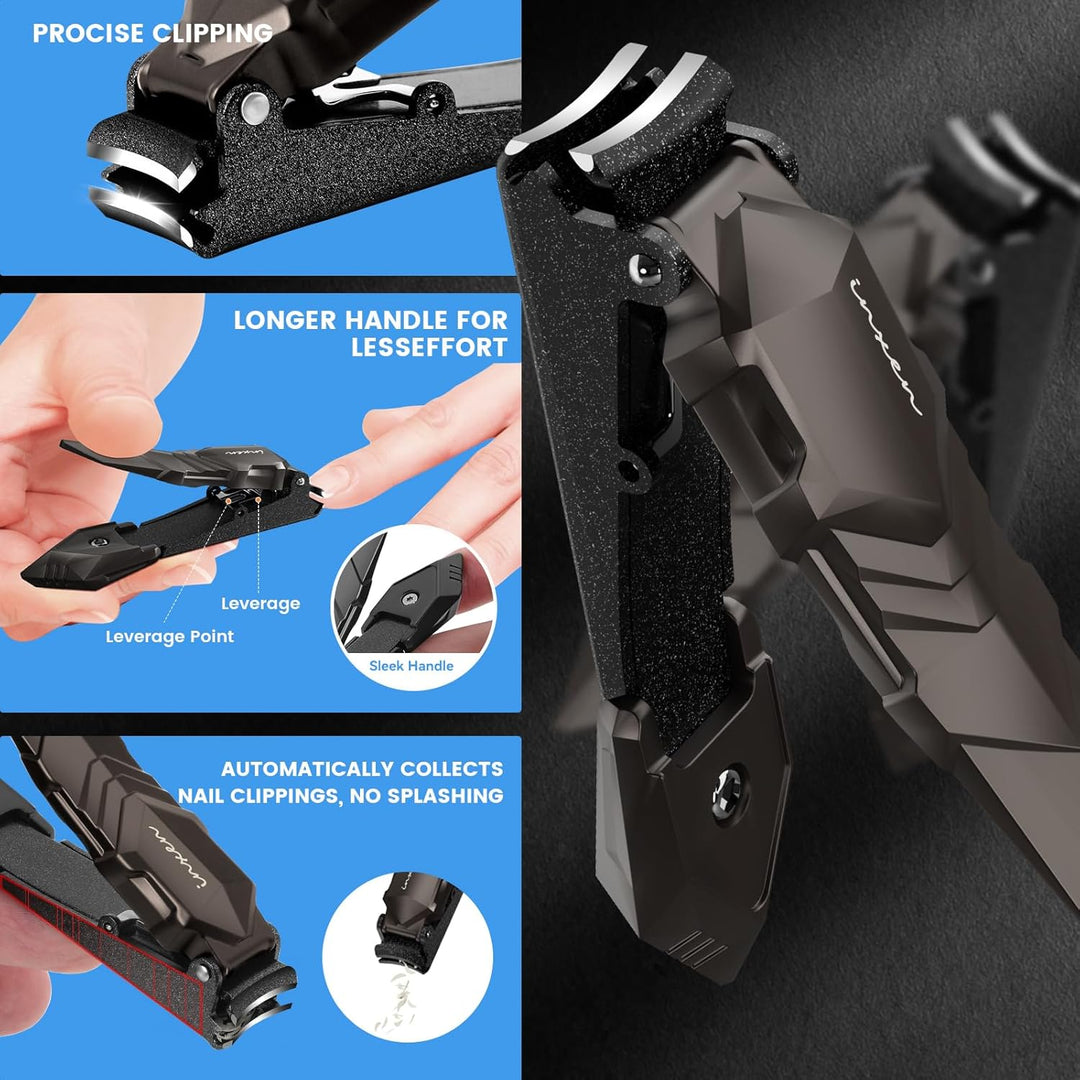 Profi Nagelknipser mit Auffangbehälter, Nagelknipser für Fingernägel und Fussnägel,Scharf Edelstahl