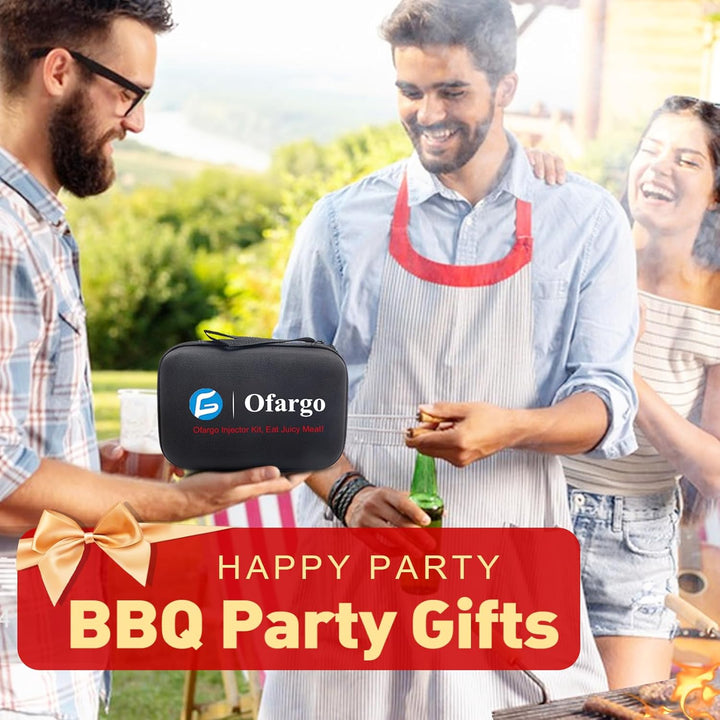 Ofargo Fleischspritze aus 304-Edelstahl, mit 4 Marinadennadeln und Reiseetui für Grill, Räuchern, 57