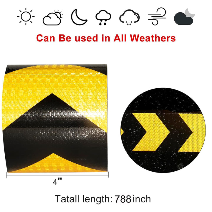Reflektierendes Klebeband Gelb&Schwarz 20m x 10cm Wasserdicht Reflektorband Selbstklebend Warnklebeb