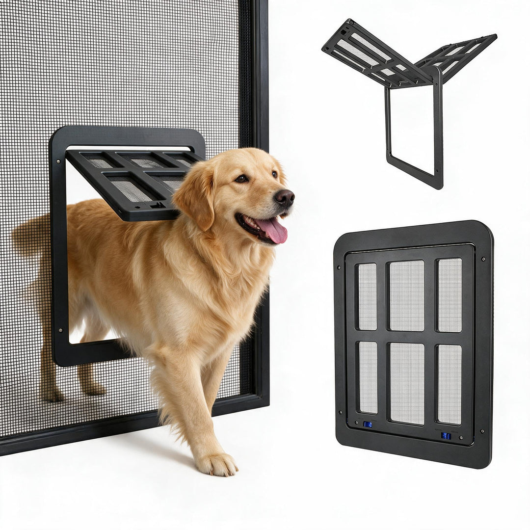 Enjoying Hund Fliegengittertür Katzentür mit Magnetklappe Abschliessbar Hundetüren für Schiebetür, B