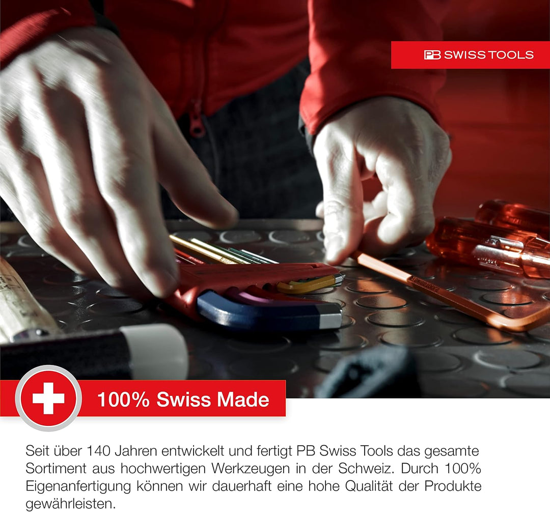 PB SWISS TOOLS 100° Innensechskantschlüssel Set 1,5-10 mm, 2212.LH-10 RB CN 9-tlg. (1,5/2/2,5/3/4/5/