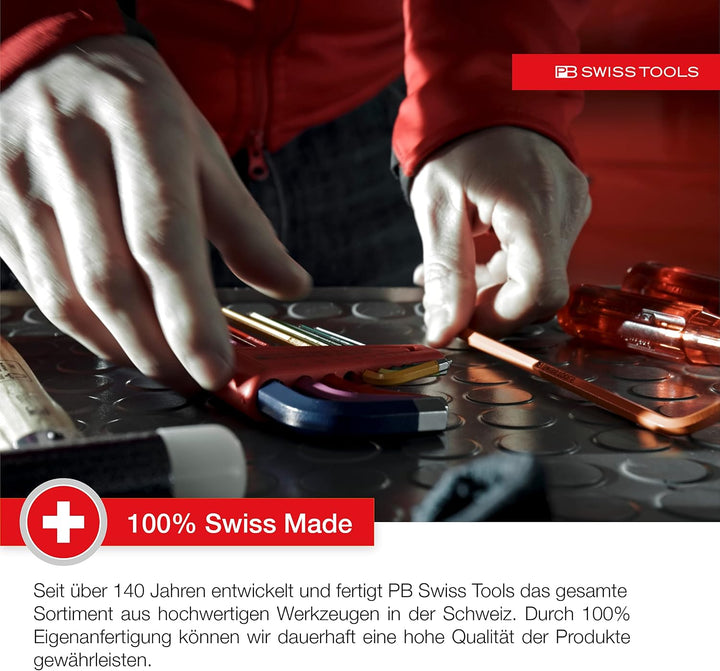 PB SWISS TOOLS 100° Innensechskantschlüssel Set 1,5-10 mm, 2212.LH-10 RB CN 9-tlg. (1,5/2/2,5/3/4/5/