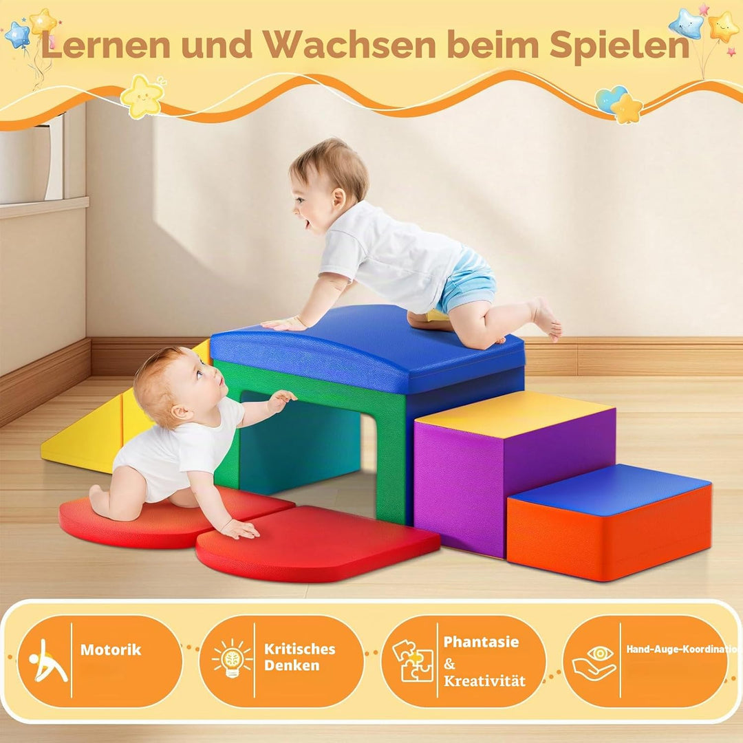 Baby-Schaumstoffbausteine, Softplay-Set für Kleinkinder von 1–3 Jahren, Baby-Kletterturm mit Rutsche