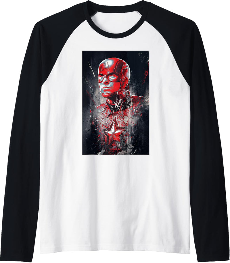 Marvel Avengers Captain America Red Painted Portrait Raglan