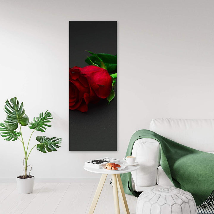 Feeby Bild auf Leinwand Rose Kunstdruck modern Blume Rot 30x90 cm Leinwandbild 30x90 cm Rot_b, Leinw