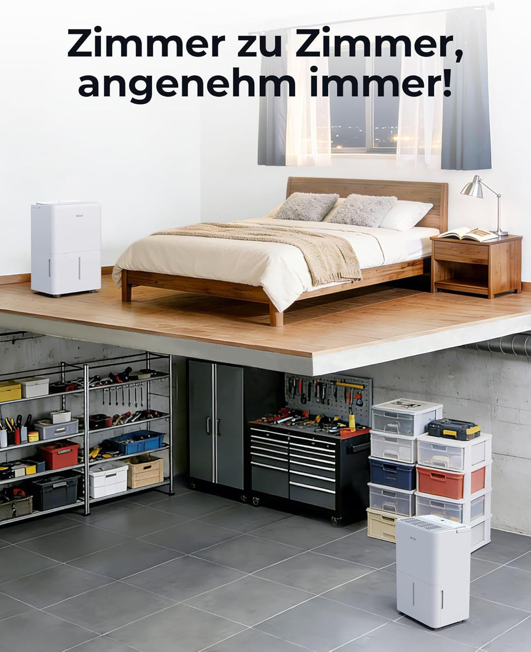 Woleix Luftentfeuchter elektrisch 14L, Entfeuchter elektrisch für Keller, Dehumidifier 37dB, Raument
