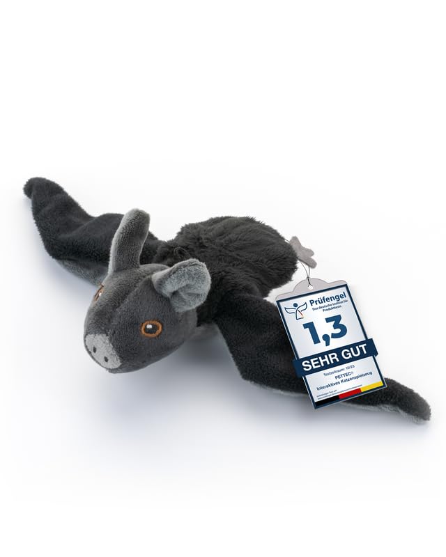 PetTec - Plush Toy Fledermaus Katzenspielzeug interaktiv zur Selbstbeschäftigung - Plüschtier Katze