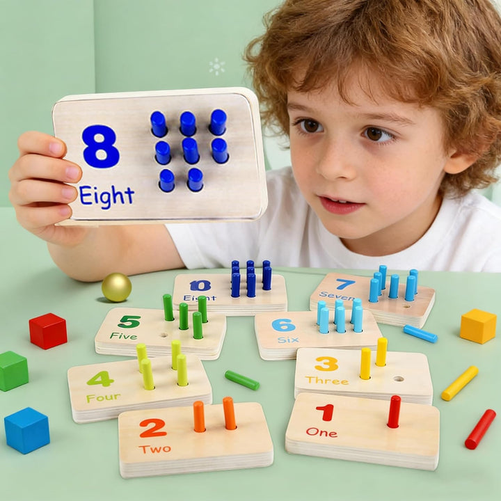 Montessori Spielzeug, Verschiedene Zahlen und Farben, Kinderspielzeug mit Aufbewahrungsbox, Geschenk