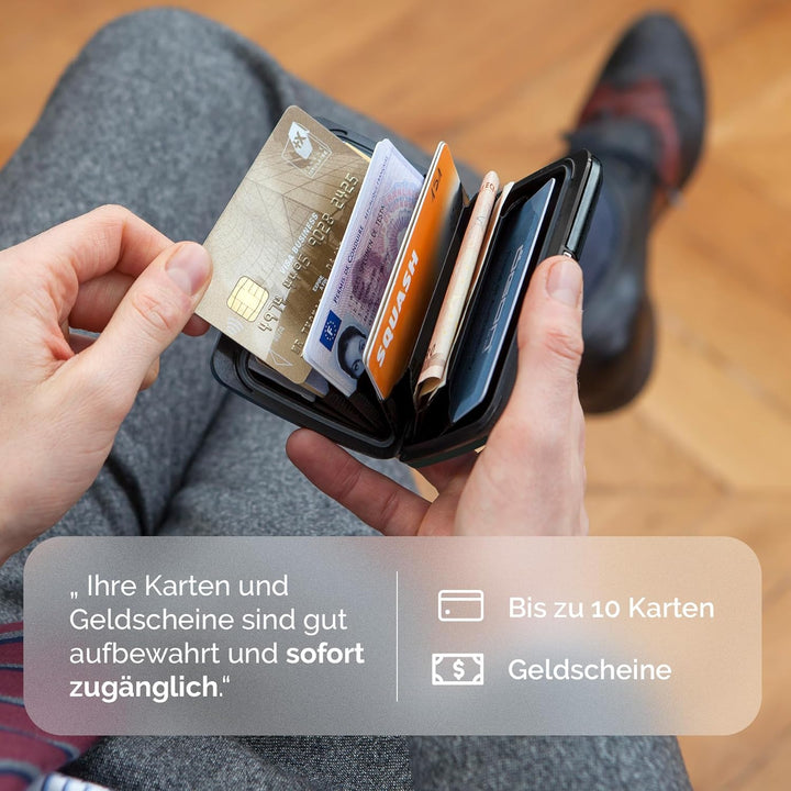 OGON Aluminium Geldbörse Smart Case V2 - Einfache Lagerung - Metallverschluss - Kartenetui mit RFID-