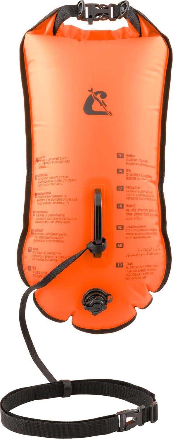 Cressi Glide Pro Swim Buoy - 28 L, Orange - Gut Sichtbare Aufblasbare Signalboje - Mit Trockenfach &