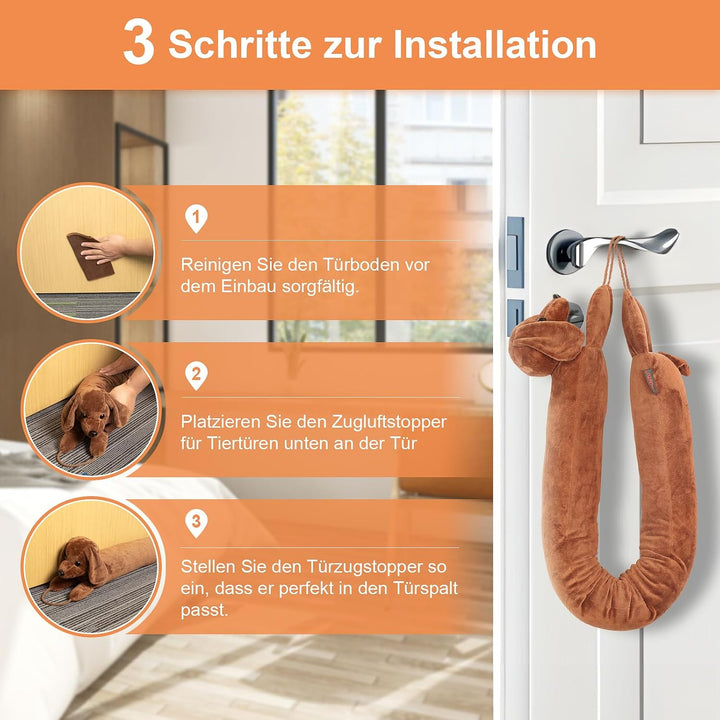 Zugluftstopper für Türen, 92cm Schwerer Türzugstopper Zugluftstopper für Fenster Dachshund unter der