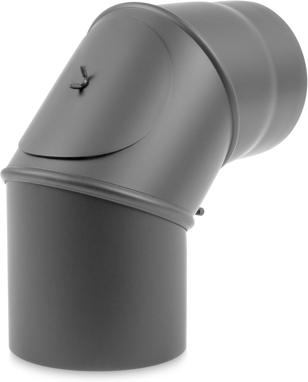 Ø 150 mm - Bogen drehbar 0° - 90° mit Tür Gussgrau Ofenrohr Bogen 0-90° drehbar mit Tür Gussgrau