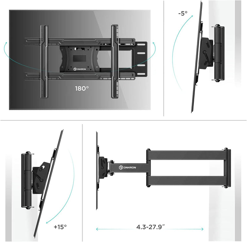 ONKRON TV Wandhalterung ausziehbar für 40" - 75" TV bis zu 68 kg - Fernseher Halterung schwenkbar &