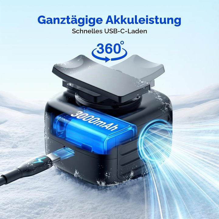 Taillen Clip Ventilator, 3000mAh Tragbarer Ventilator, mit Hängeseil, 10H Laufzeit USB-C Aufladung,