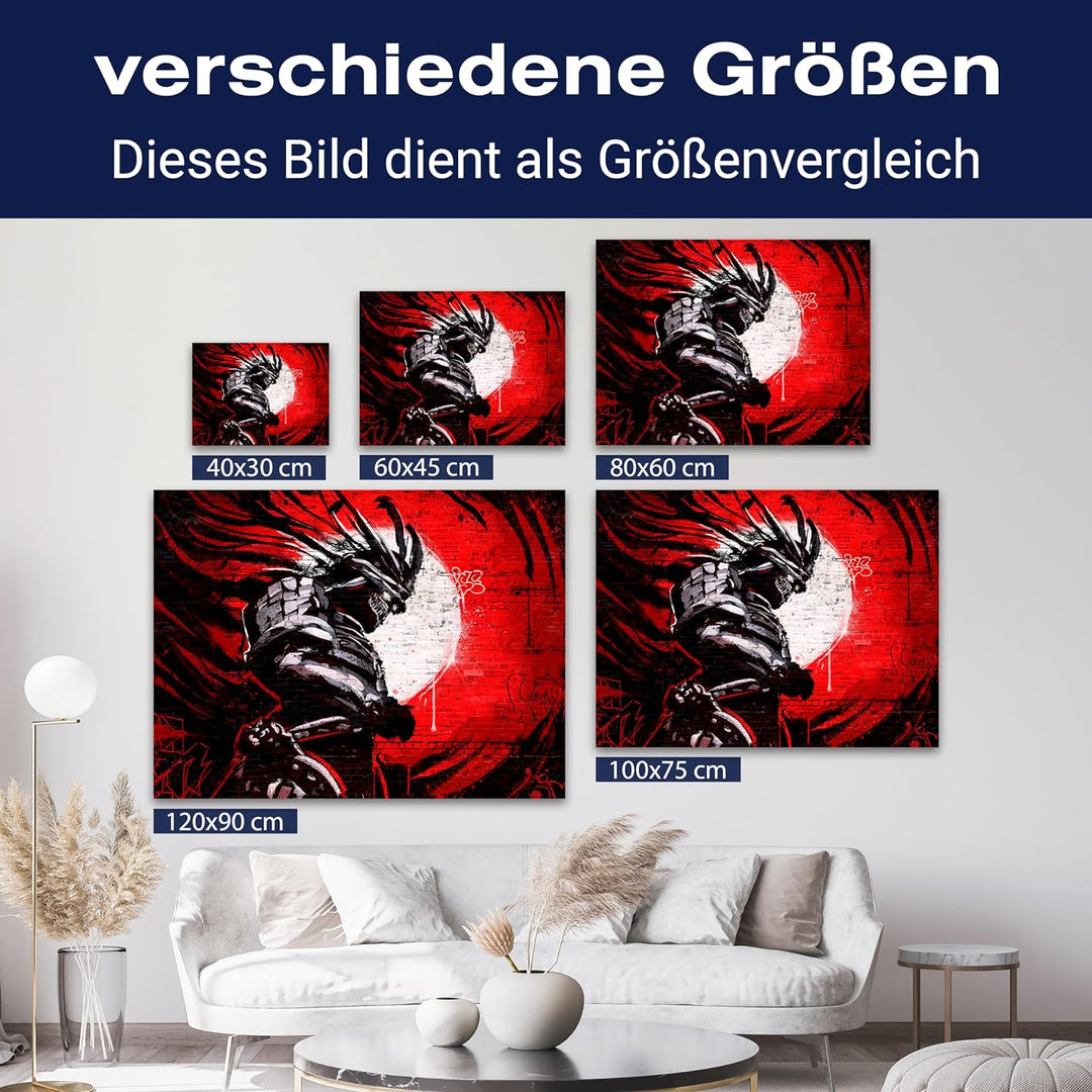wandmotiv24 Leinwandbild Kämpfer und Krieger, 80x60cm, Querformat, Samurai, Deko, Bilder auf Leinwan