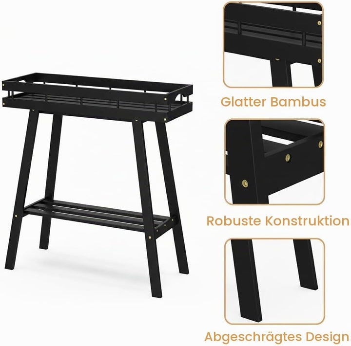 BAMBANG Pflanzenständer Blumenständer Pflanzenregal Blumenbank Breit Bambus für Innen,Blumenregal Bl