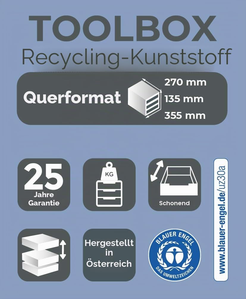 Exacompta 319798D Toolbox Iderama mit 4 Schubladen aus Recycling-Kunststoff zur Aufbewahrung kleiner