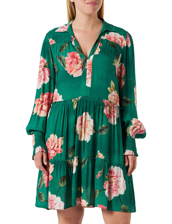 Replay Damen Kleid XS 010 Dark Green/Multicolor, XS 010 Dark Green/Multicolor