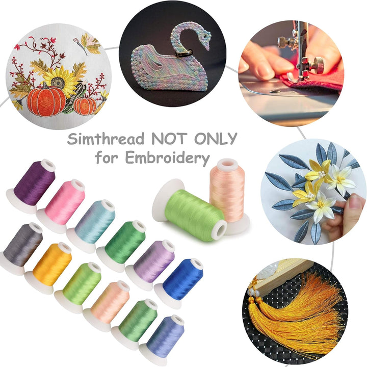 Simthread 120 Farben Polyester Maschinen Stickgarn - 1000 Meter, für Babylock/Janome/Singer/W 6N Sti