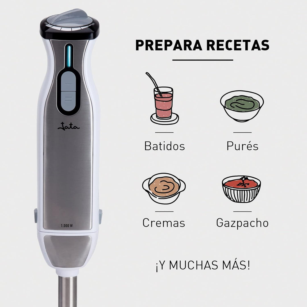Jata BT199 Stabmixer 1000 W, inklusive Zubehör inkl. Messbecher 600 ml, Doppelklinge aus Titan, elek