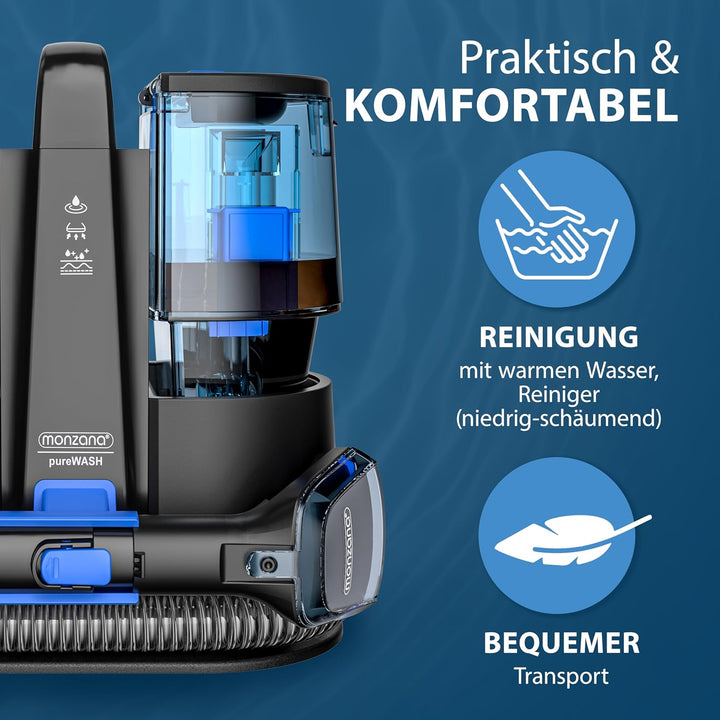 MONZANA® Waschsauger Polsterreiniger Gerät mit 2-in-1 Bürstenaufsatz für Teppiche & Polster 1,2 m Sc