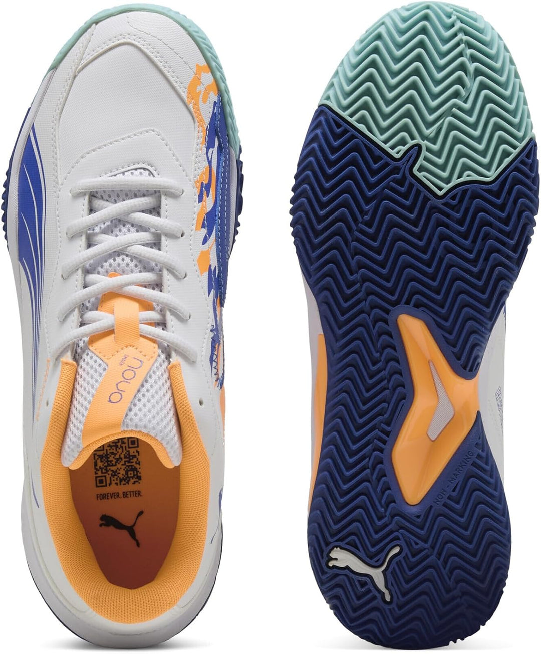 PUMA Unisex Nova Smash Tennis Shoe, 37 EU Puma White Vivid Blue Heat Fire Puma Black