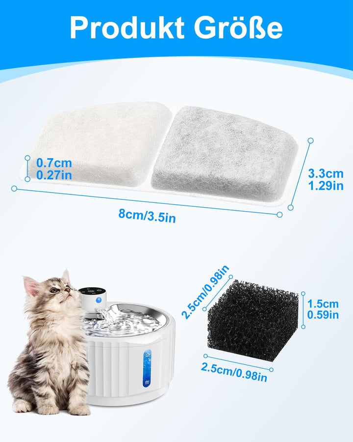 Haliya 24 Stück Ersatzfilter für TOPPLEE 2.8L Trinkbrunnen für Katze Kabellos, Katzen Trinkbrunnenfi