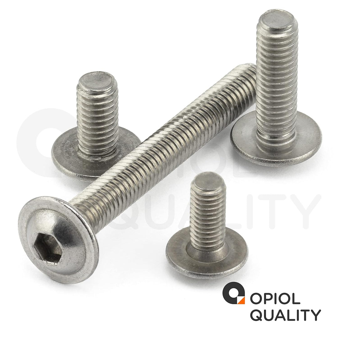 OPIOL QUALITY® Linsenkopfschrauben mit Flansch und Innensechskant ISO 7380 M8x80 mm aus Edelstahl A2
