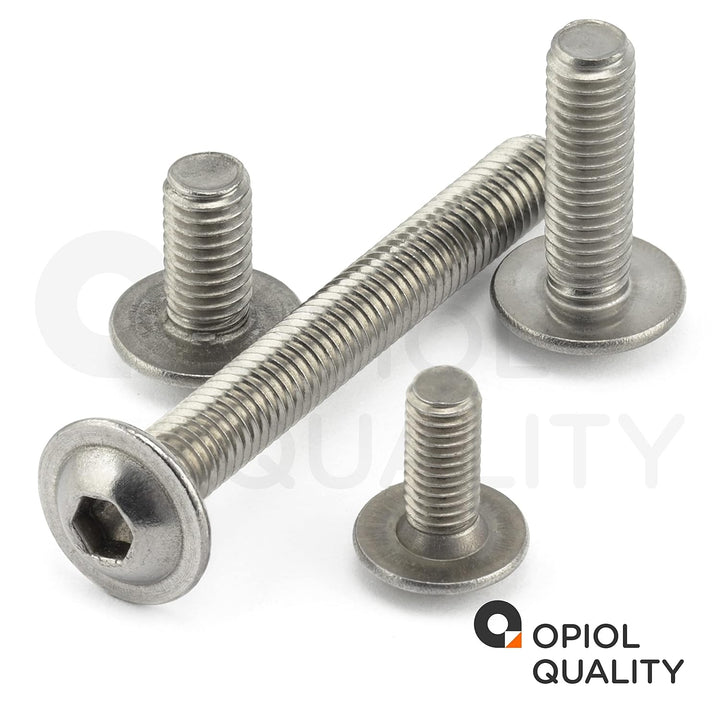 OPIOL QUALITY® Linsenkopfschrauben mit Flansch und Innensechskant ISO 7380 M8x80 mm aus Edelstahl A2