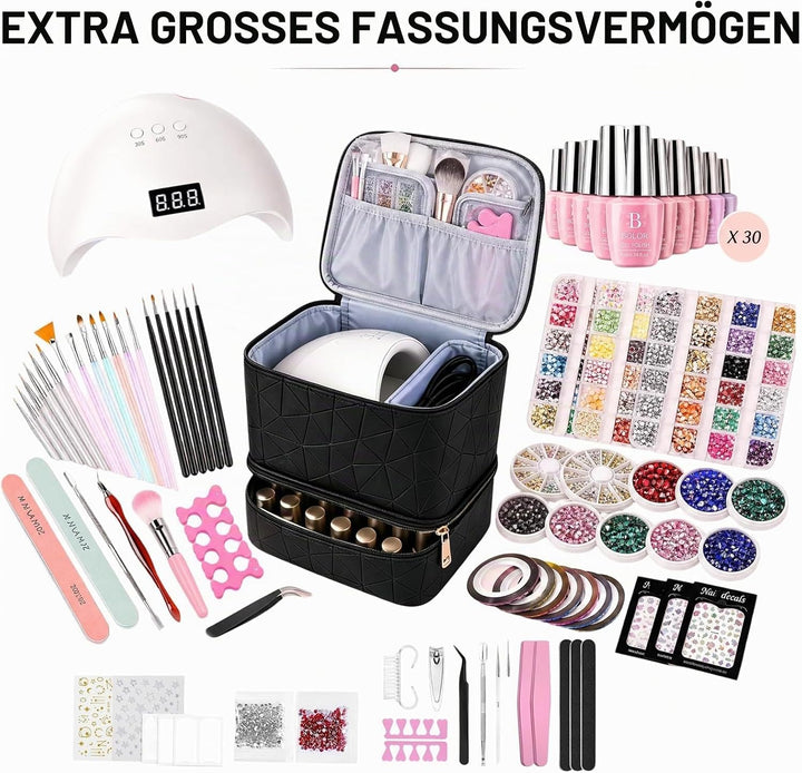 Nagellack Organizer, Nagellack Aufbewahrung für 30 Nagellackflaschen und 1 LED-Nagellampe, doppelte