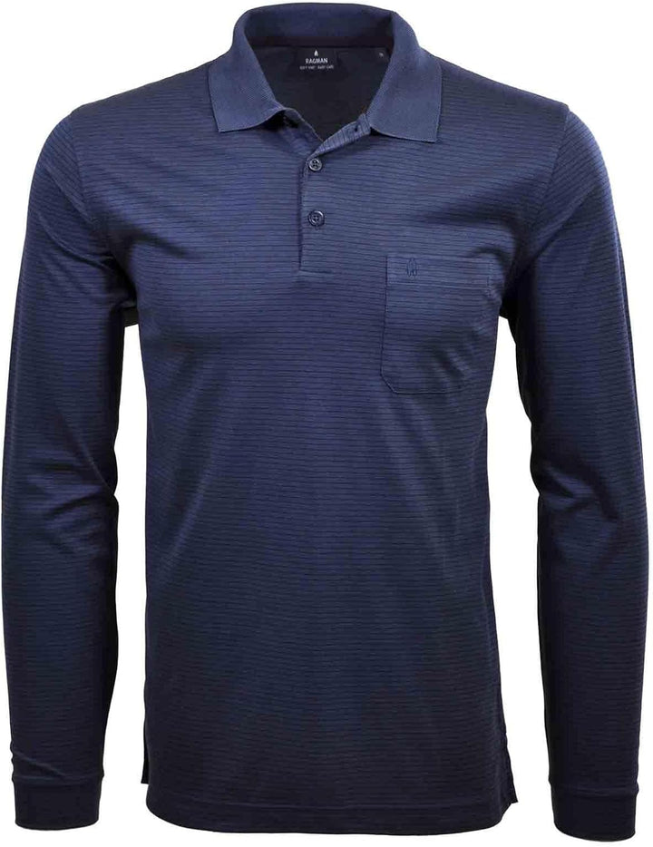 RAGMAN Herren Softknit-Poloshirt Langarm mit Zip S Azur, S Azur