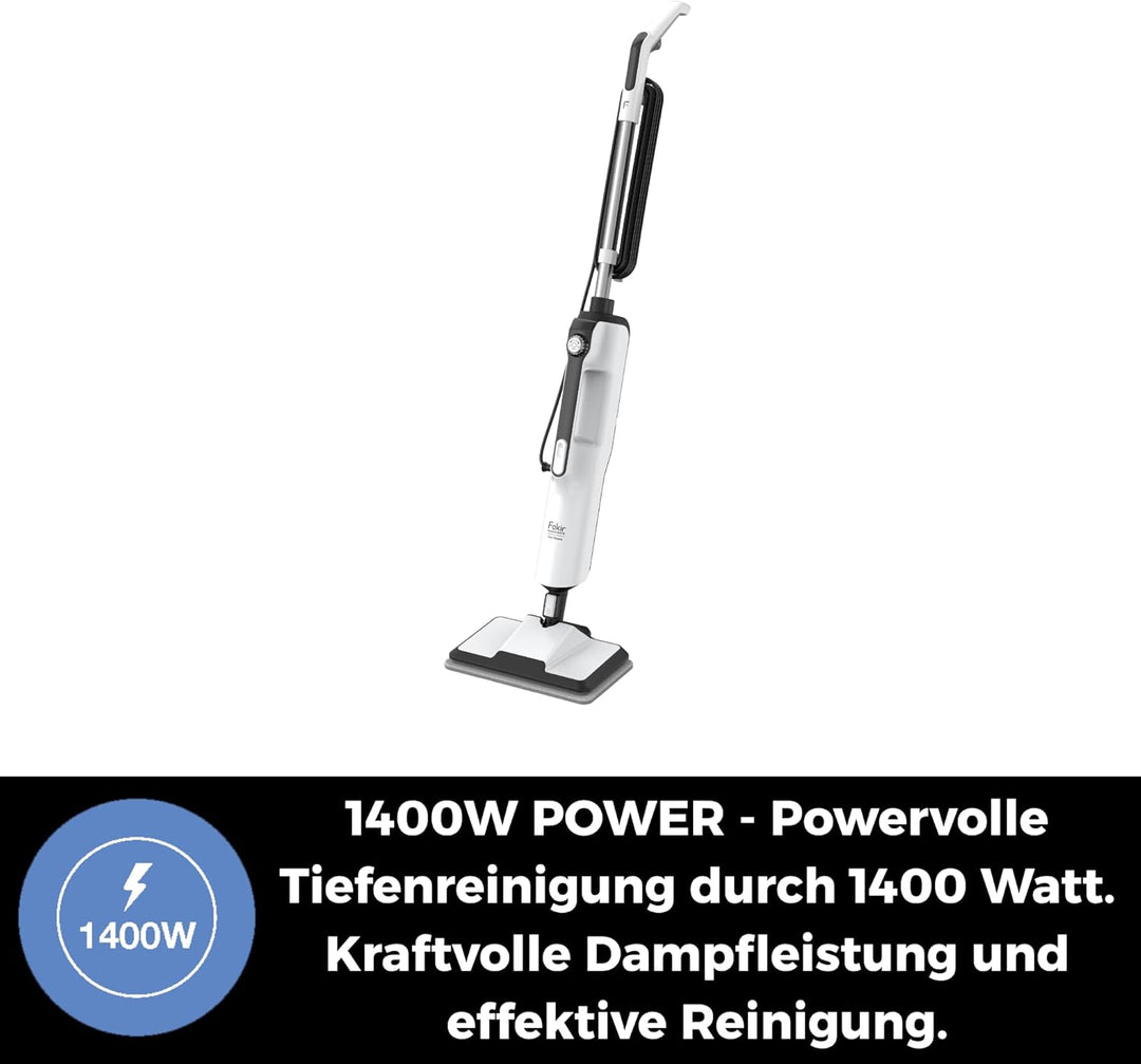 Fakir Duo Dampfreiniger 2-in-1 Hand- & Standgerät, 1400W, 380ml Tank, LED-Anzeige, Dampfregulierung