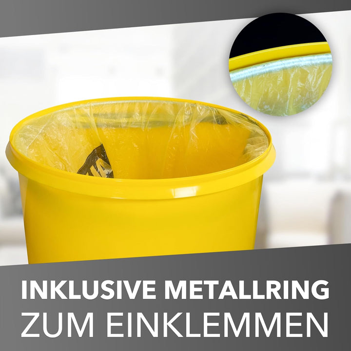 Mülleimer 60l mit geruchsdichtem Deckel (Gelb), Gelber Sack Ständer, Made in Germany, Müllsackstände